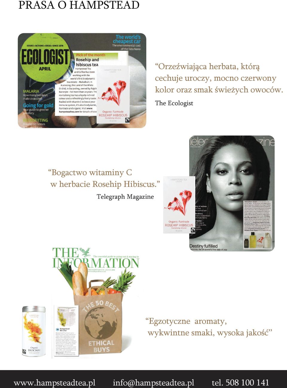 Telegraph Magazine Egzotyczne aromaty, wykwintne smaki, wysoka jakość www.hampsteadtea.