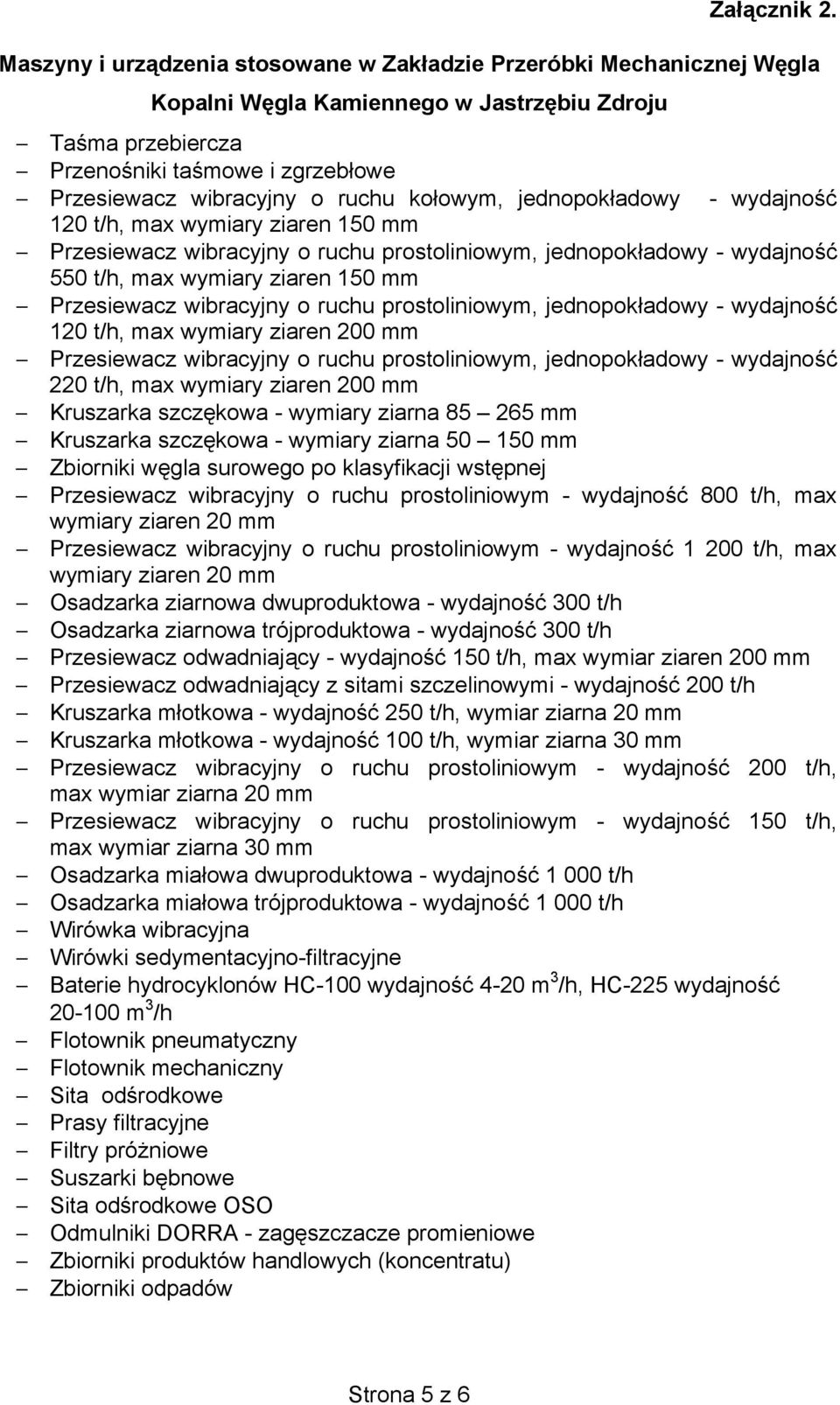 ko owym, jednopok adowy - wydajno 20 t/h, max wymiary ziaren 50 mm Przesiewacz wibracyjny o ruchu prostoliniowym, jednopok adowy - wydajno 550 t/h, max wymiary ziaren 50 mm Przesiewacz wibracyjny o