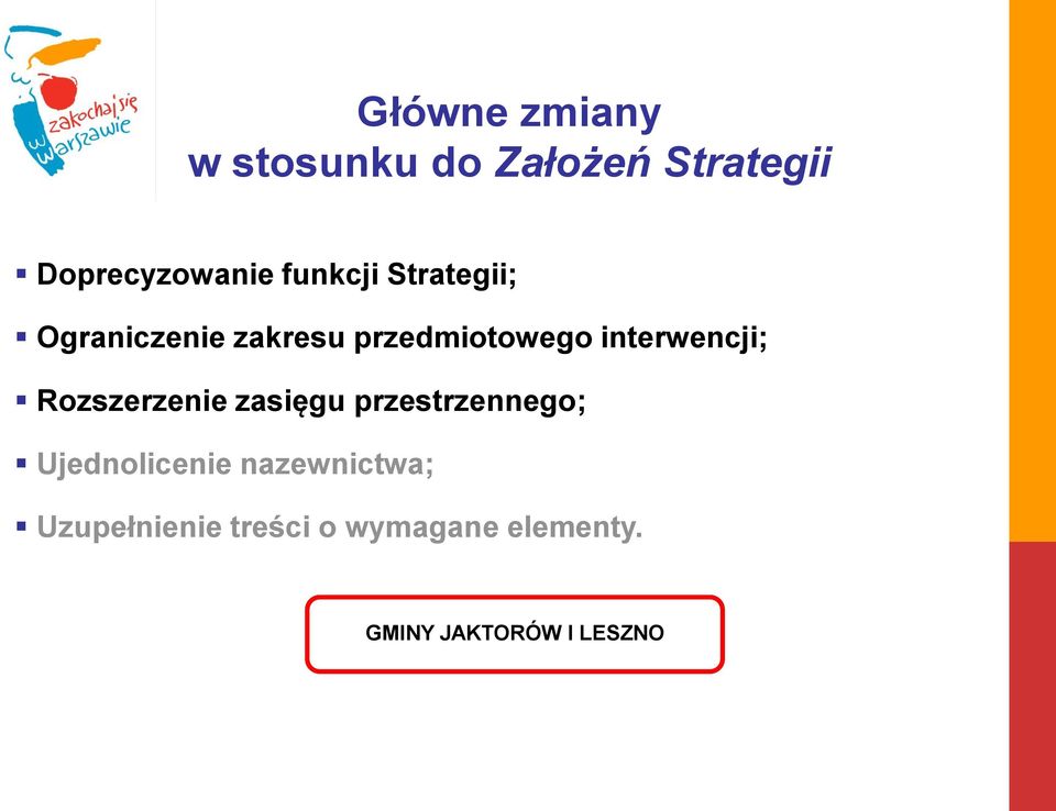 interwencji; Rozszerzenie zasięgu przestrzennego; Ujednolicenie