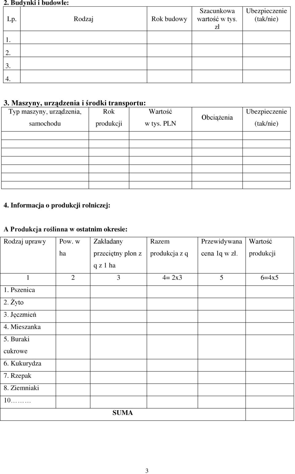 Infrmacja prdukcji rlniczej: A Prdukcja rślinna w statnim kresie: Rdzaj uprawy Pw.