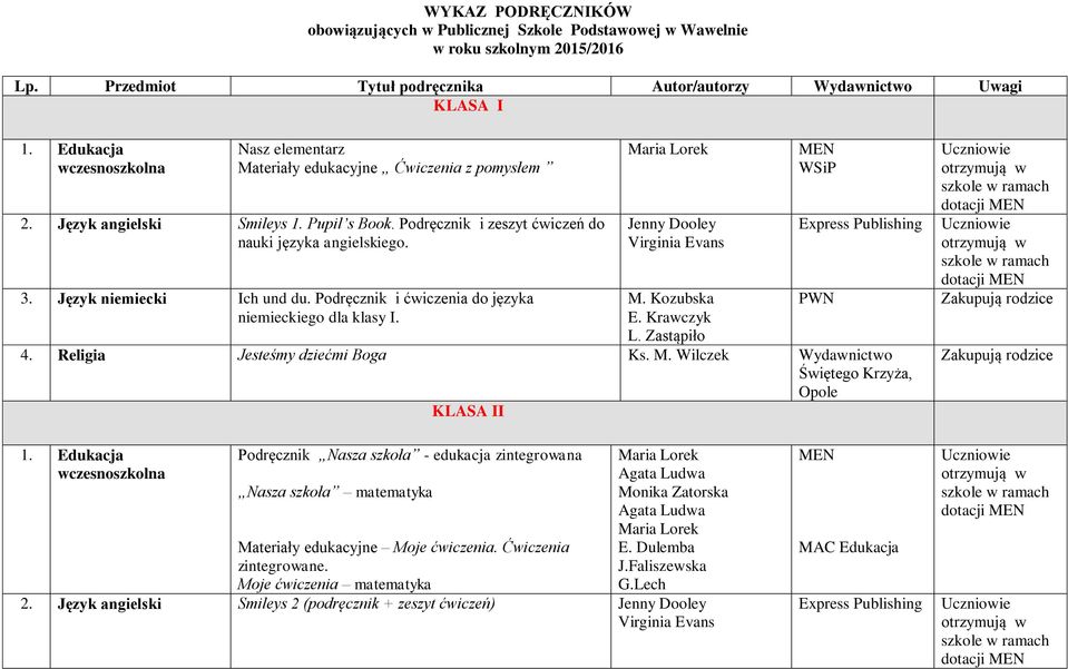 Podręcznik i zeszyt ćwiczeń do nauki języka angielskiego. 3. Język niemiecki Ich und du. Podręcznik i ćwiczenia do języka niemieckiego dla klasy I. Jenny Dooley Virginia Evans E.