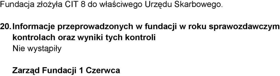 Informacje przeprowadzonych w fundacji w roku