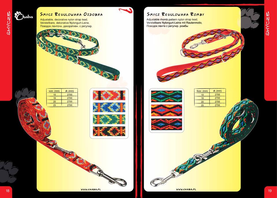 Smycz Regulowana Romby Adjustable rhomb pattern nylon strap lead, Verstellbare