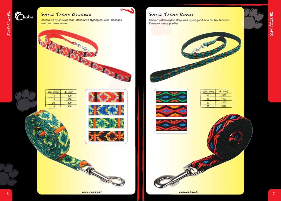 Smycz Taśma Romby Rhomb pattern nylon strap lead,