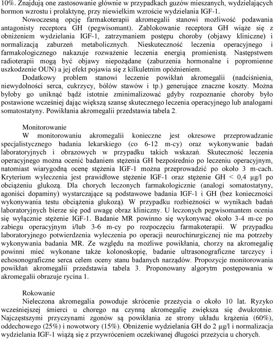 Zablokowanie receptora GH wiąże się z obniżeniem wydzielania IGF-1, zatrzymaniem postępu choroby (objawy kliniczne) i normalizacją zaburzeń metabolicznych.