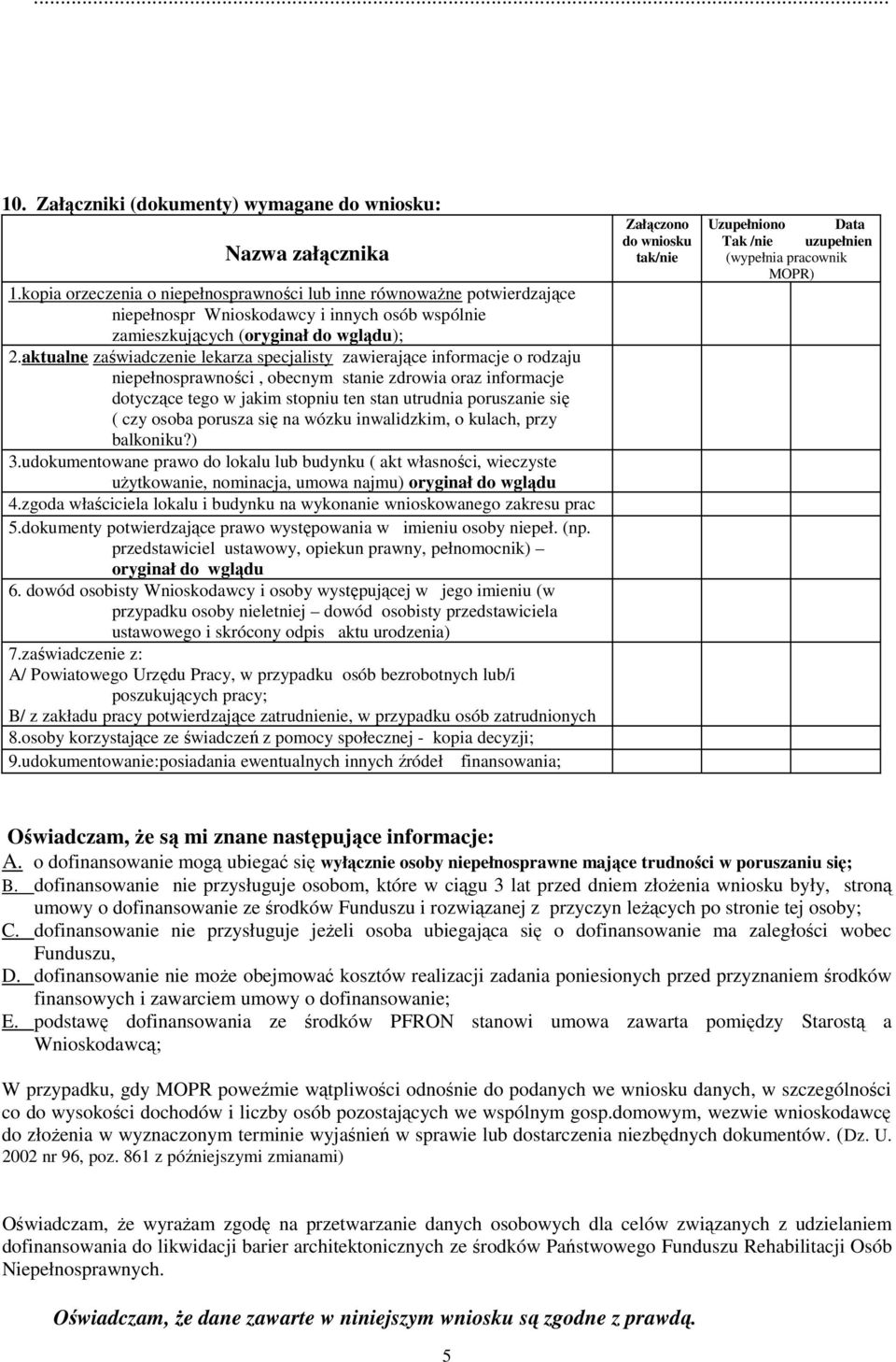 aktualne zaświadczenie lekarza specjalisty zawierające informacje o rodzaju niepełnosprawności, obecnym stanie zdrowia oraz informacje dotyczące tego w jakim stopniu ten stan utrudnia poruszanie się