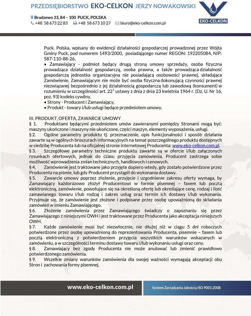 prawnej, składająca Zamówienie.