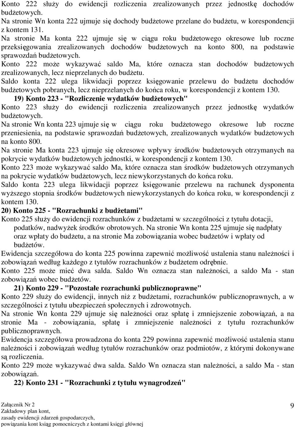 Konto 222 może wykazywać saldo Ma, które oznacza stan dochodów budżetowych zrealizowanych, lecz nieprzelanych do budżetu.