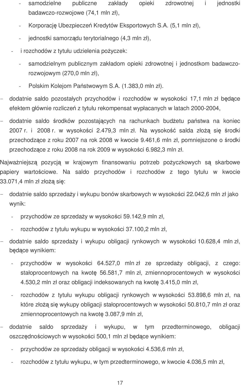 mln zł), - Polskim Kolejom Pastwowym S.A. (1.383,0 mln zł).