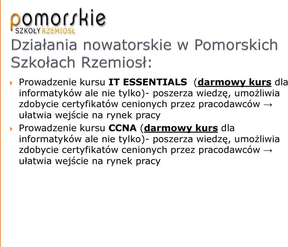rynek pracy Prowadzenie kursu CCNA (darmowy kurs dla informatyków ale nie tylko)- poszerza