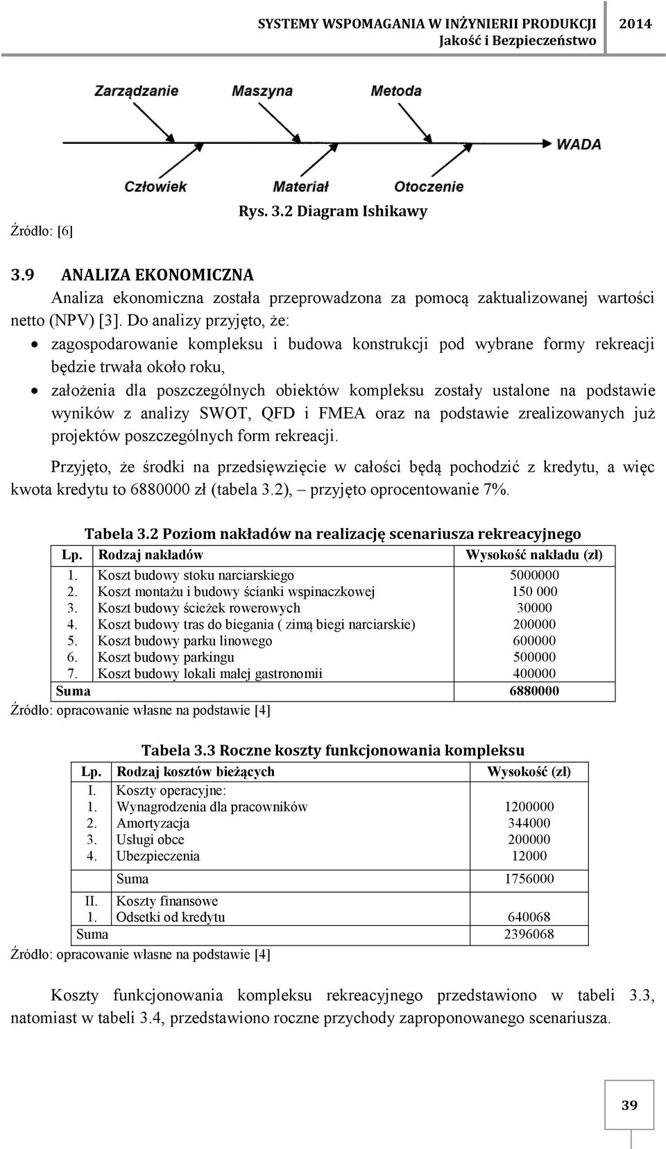 Do analizy przyjęto, że: zagospodarowanie kompleksu i budowa konstrukcji pod wybrane formy rekreacji będzie trwała około roku, założenia dla poszczególnych obiektów kompleksu zostały ustalone na