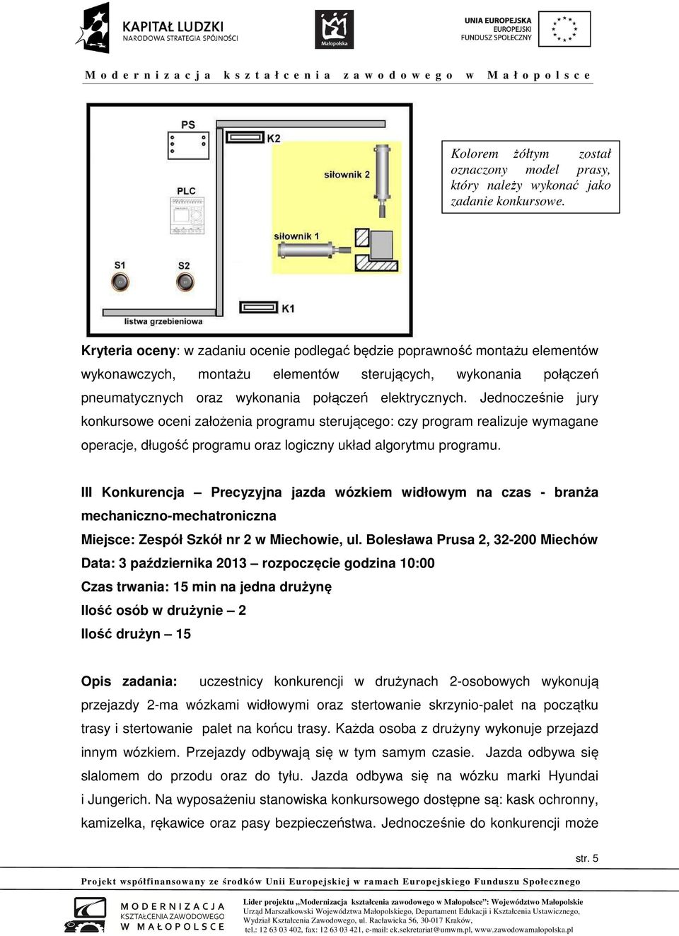 Jednocześnie jury konkursowe oceni założenia programu sterującego: czy program realizuje wymagane operacje, długość programu oraz logiczny układ algorytmu programu.
