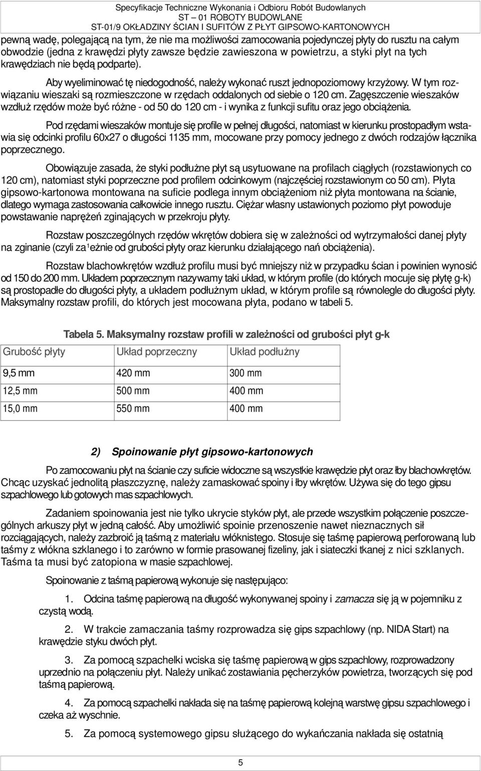 Zagęszczenie wieszaków wzdłuŝ rzędów moŝe być róŝne - od 50 do 120 cm - i wynika z funkcji sufitu oraz jego obciąŝenia.
