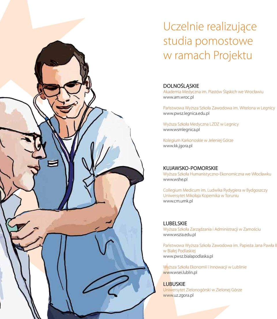 pl KUJAWSKO-POMORSKIE Wyższa Szkoła Humanistyczno-Ekonomiczna we Włocławku www.wshe.pl Collegium Medicum im. Ludwika Rydygiera w Bydgoszczy Uniwersytet Mikołaja Kopernika w Toruniu www.cm.umk.