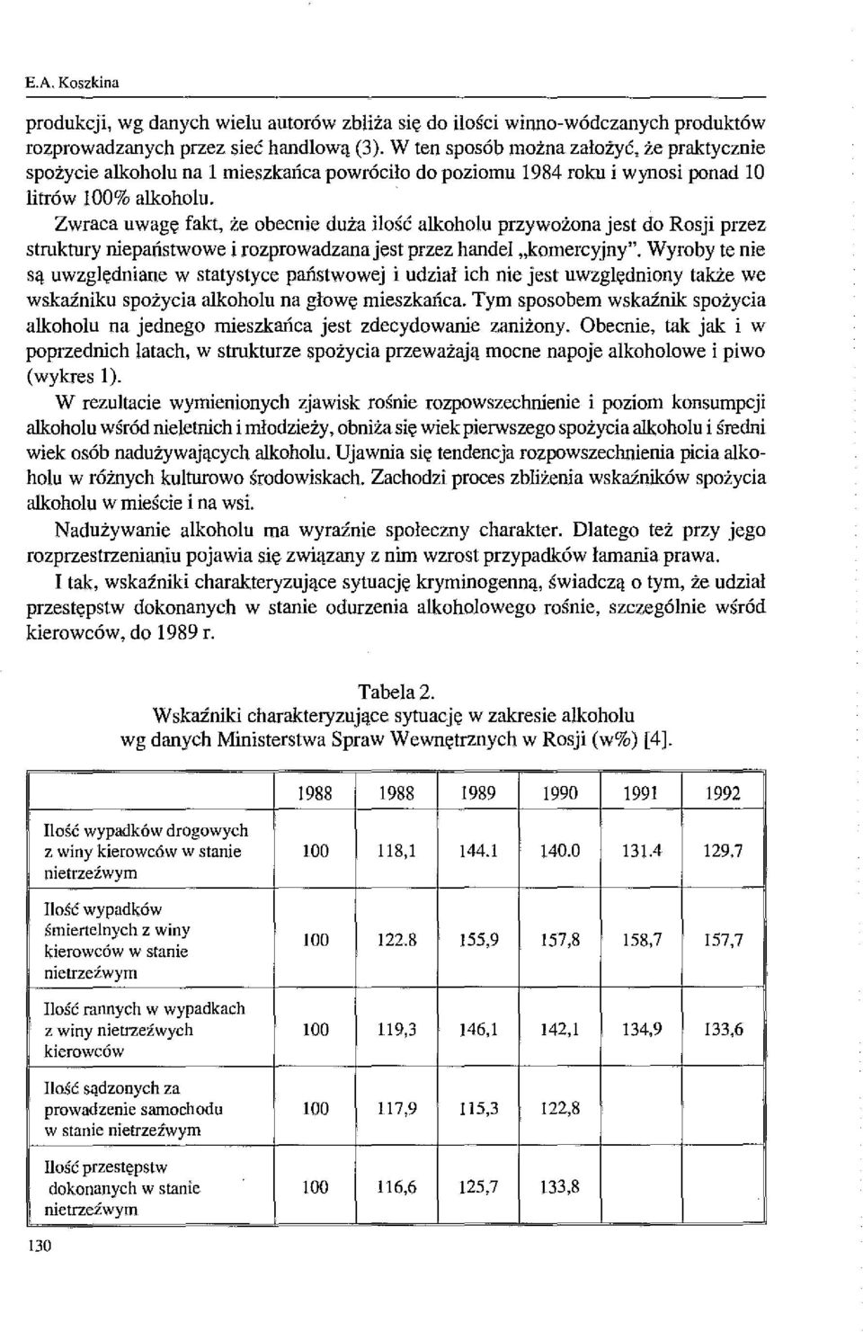 Zwraca uwagę fakt, że obecnie duża ilość alkoholu przywożona jest do Rosji przez struktury niepaństwowe i rozprowadzana jest przez handel,,komercyjny".