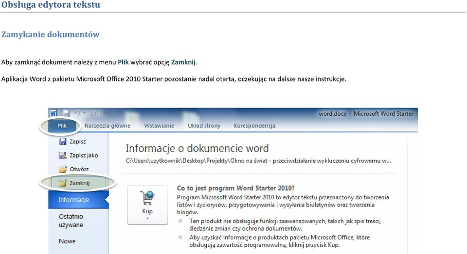 Aplikacja Word z pakietu Microsoft Office 2010
