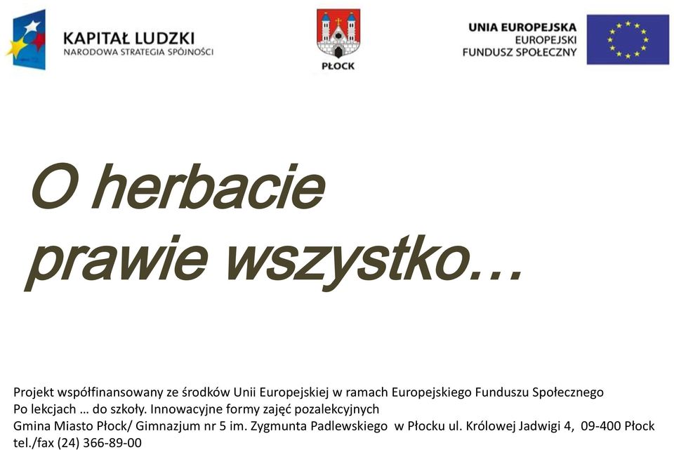 Innowacyjne formy zajęć pozalekcyjnych Gmina Miasto Płock/ Gimnazjum nr 5 im.