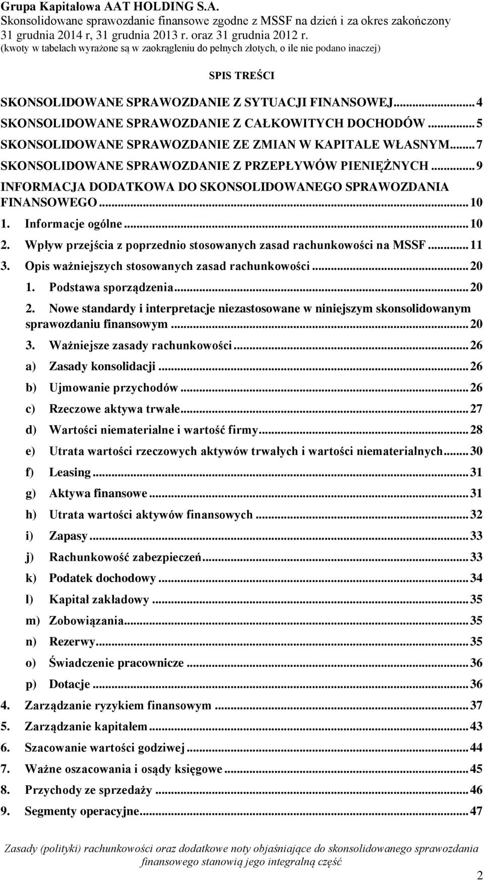 Wpływ przejścia z poprzednio stosowanych zasad rachunkowości na MSSF... 11 3. Opis ważniejszych stosowanych zasad rachunkowości... 20 1. Podstawa sporządzenia... 20 2.