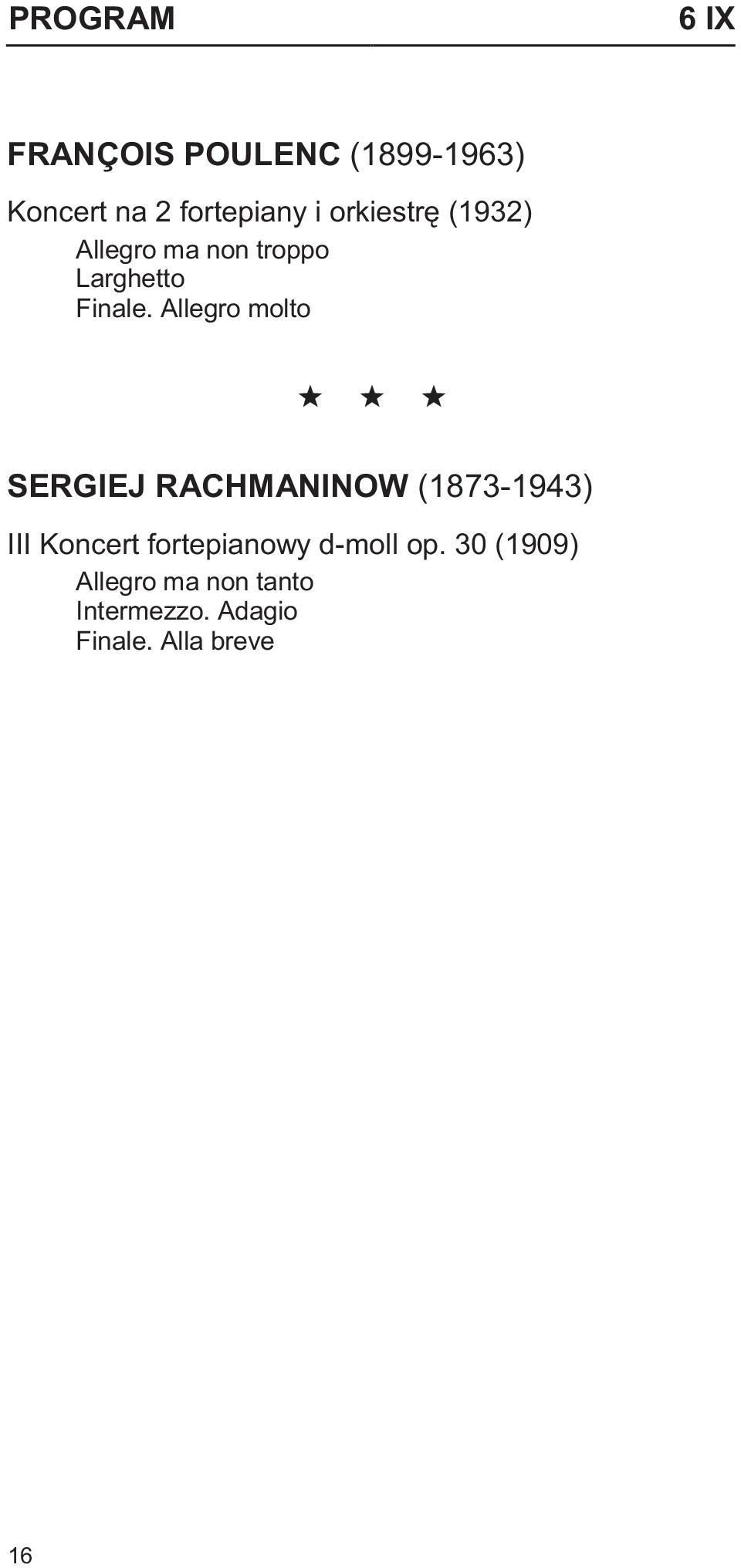Allegro molto SERGIEJ RACHMANINOW (1873-1943) III Koncert