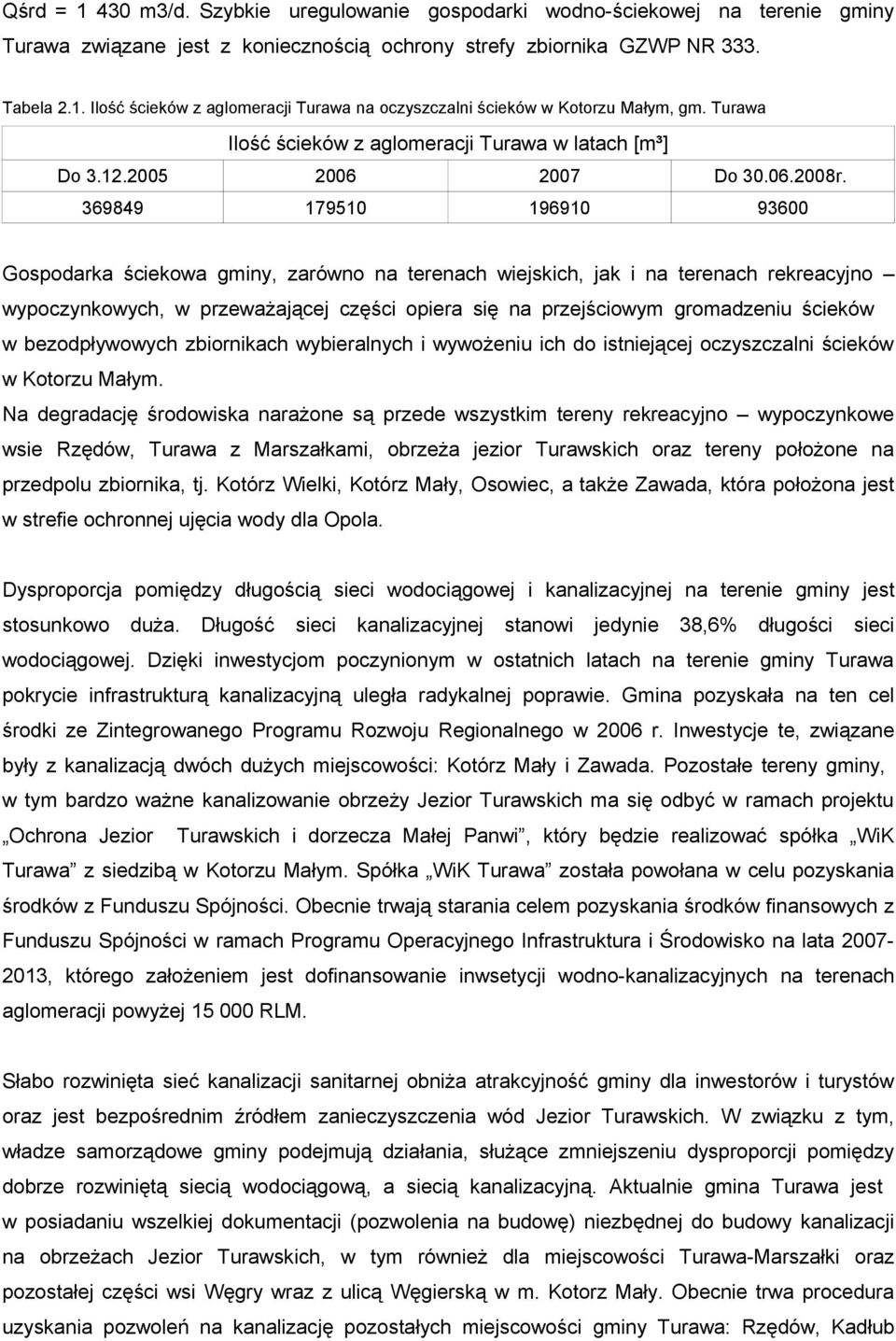 369849 179510 196910 93600 Gospodarka ściekowa gminy, zarówno na terenach wiejskich, jak i na terenach rekreacyjno wypoczynkowych, w przeważającej części opiera się na przejściowym gromadzeniu