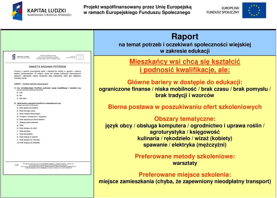 szkoleniowych Obszary tematyczne: język obcy / obsługa komputera / ogrodnictwo i uprawa roślin / agroturystyka / księgowość kulinaria / rękodzieło / wizaŝ