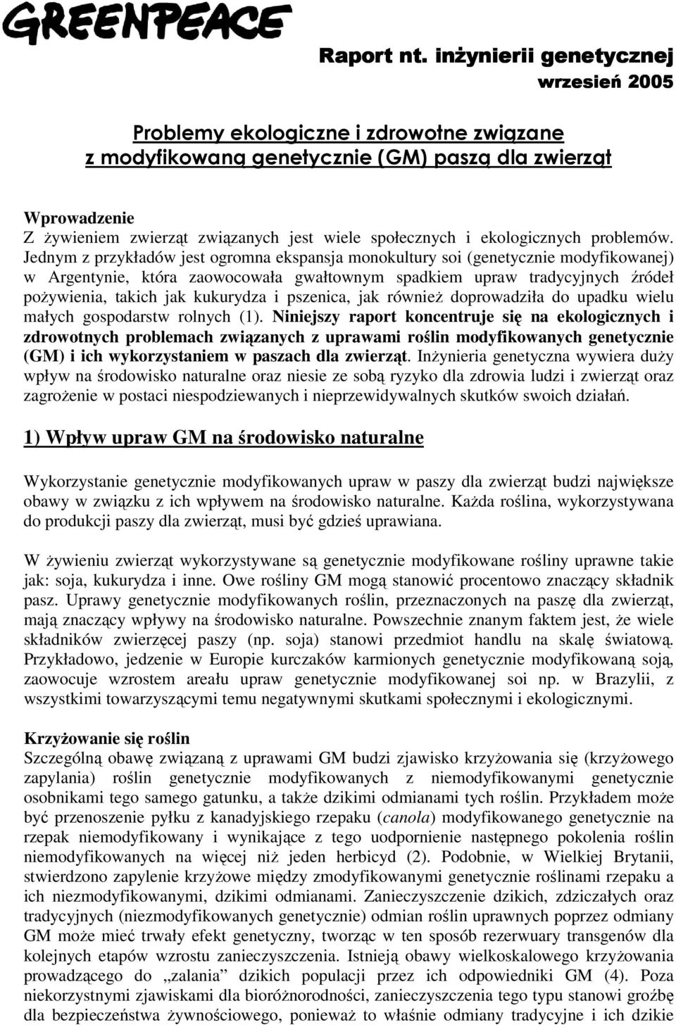 ekologicznych problemów.