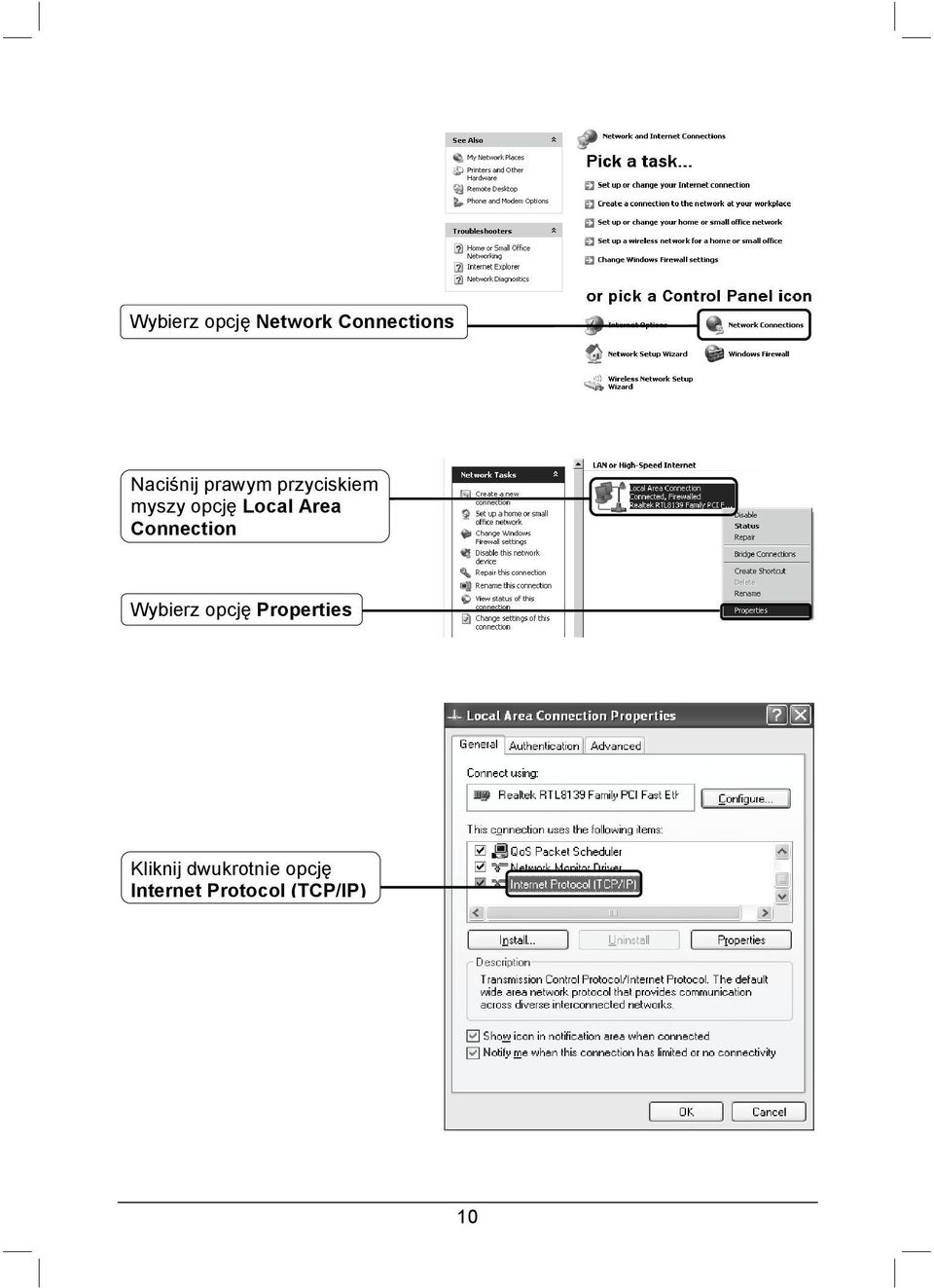 Connection Wybierz opcję Properties Kliknij