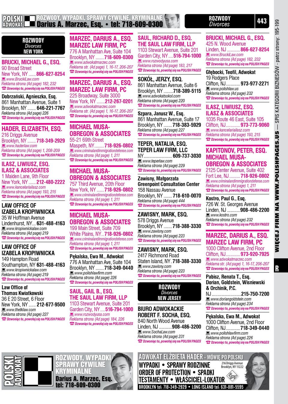 com eklama strona (Ad page) 1, 208-209 Ilasz, Liwiusz, Esq. Ilasz & Associates 1 Maiden Lane, 9th Floor New York, NY... 212-480-2222 www.kancelariailasz.