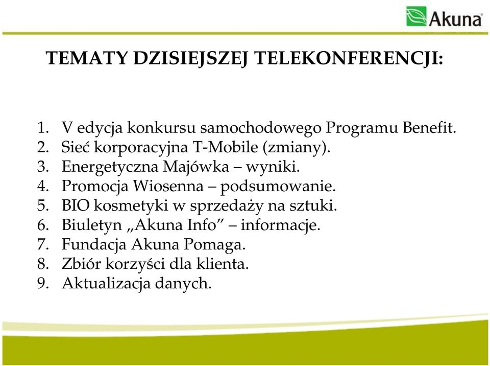 Promocja Wiosenna podsumowanie. 5. BIO kosmetyki w sprzedaży na sztuki. 6.