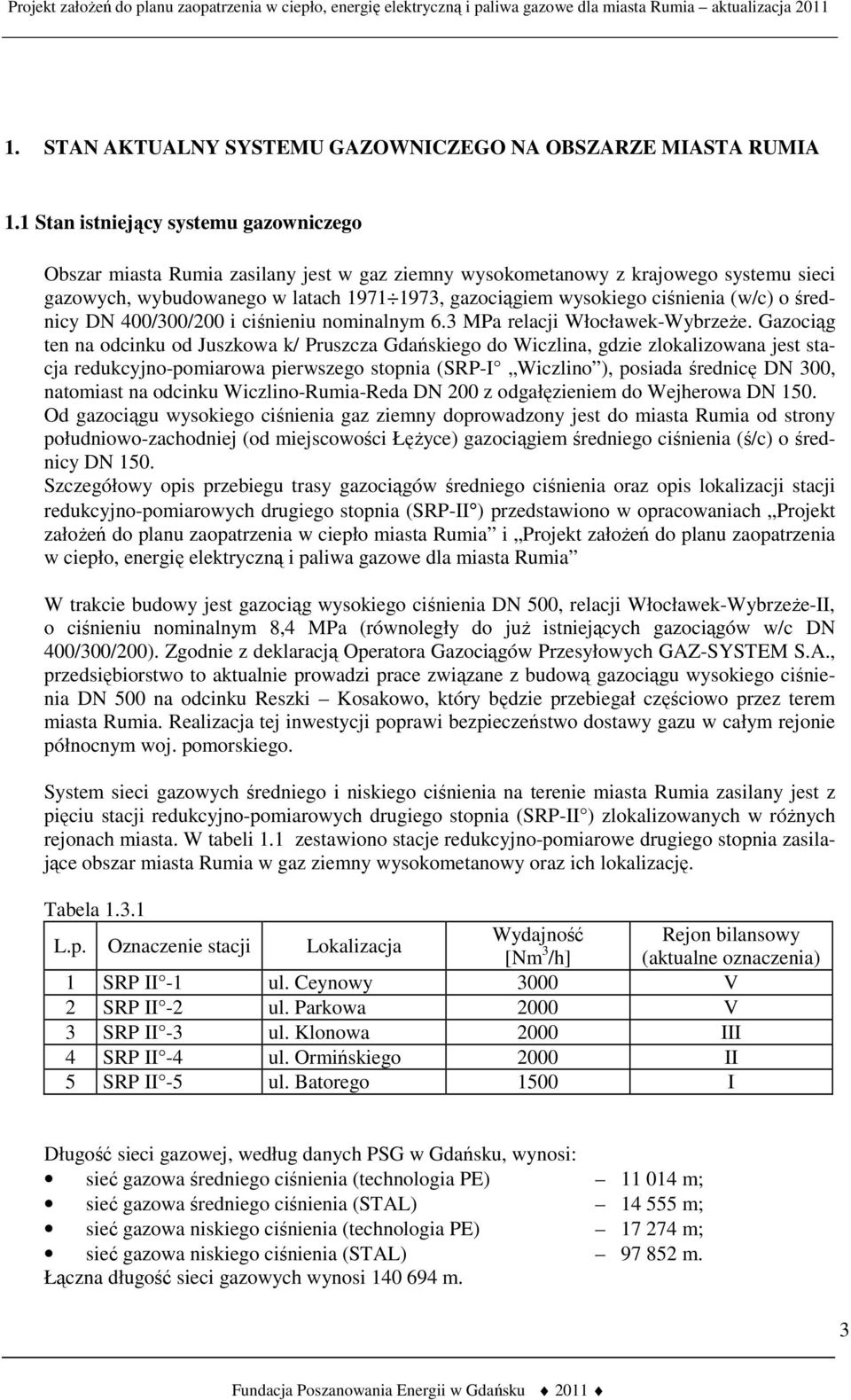 ciśnienia (w/c) o średnicy DN 400/300/200 i ciśnieniu nominalnym 6.3 MPa relacji Włocławek-WybrzeŜe.
