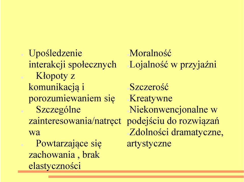 się zachowania, brak elastyczności Moralność Lojalność w przyjaźni