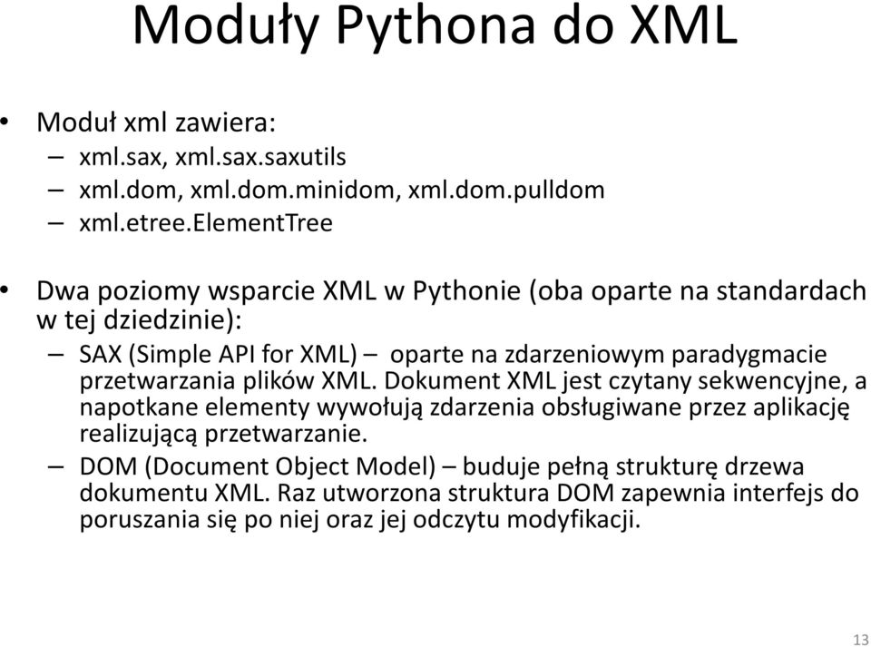 paradygmacie przetwarzania plików XML.