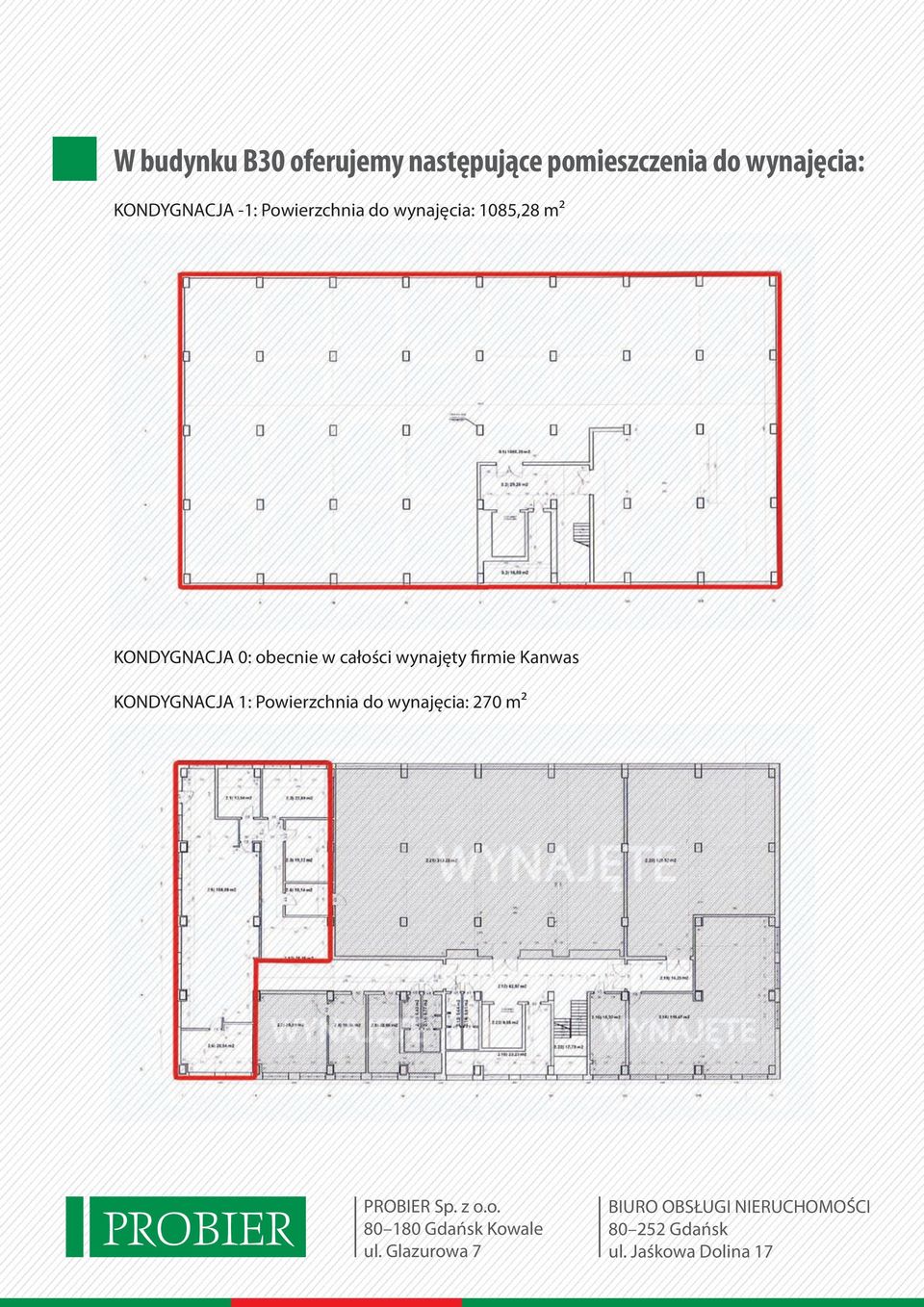 1085,28 m² KONDYGNACJA 0: obecnie w całości wynajęty