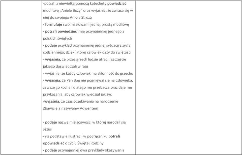 ludzie utracili szczęście jakiego doświadczali w raju - wyjaśnia, że każdy człowiek ma skłonność do grzechu - wyjaśnia, że Pan Bóg nie pogniewał się na człowieka, zawsze go kocha i dlatego mu