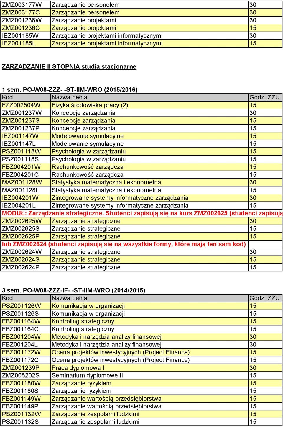 Studenci zapisują się na kurs ZMZ002625 (studenci zapisują się na wszystkie fo 1 sem.