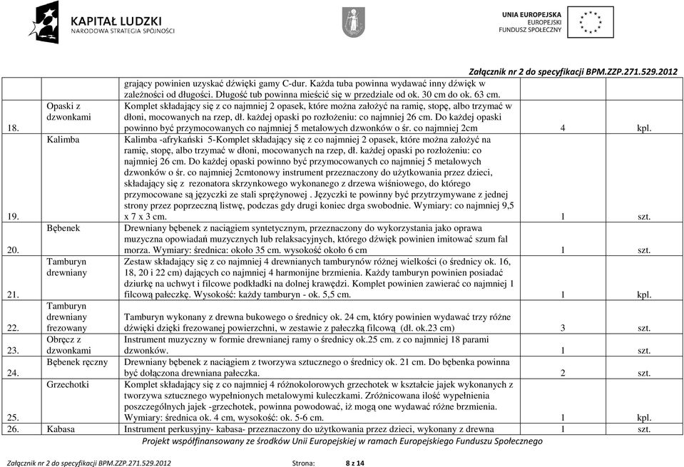 Komplet składający się z co najmniej 2 opasek, które moŝna załoŝyć na ramię, stopę, albo trzymać w dłoni, mocowanych na rzep, dł. kaŝdej opaski po rozłoŝeniu: co najmniej 26 cm.