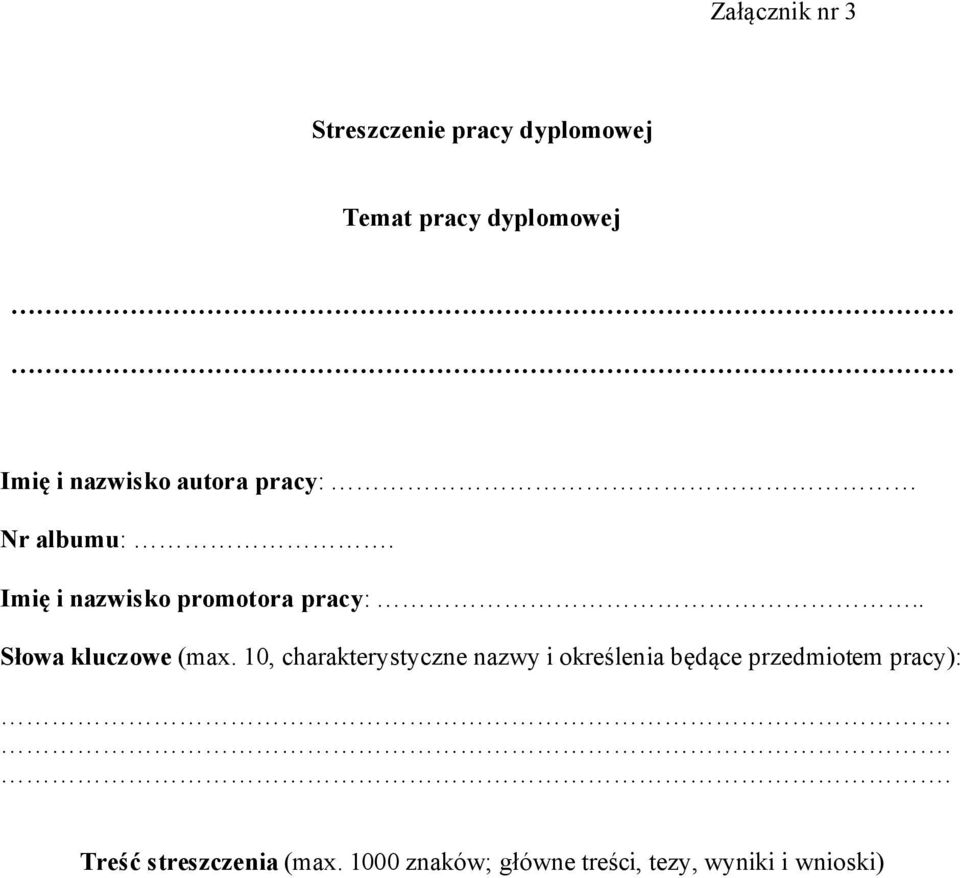 . Słowa kluczowe (max.