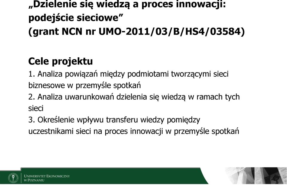 Analiza powiązań między podmiotami tworzącymi sieci biznesowe w przemyśle spotkań 2.