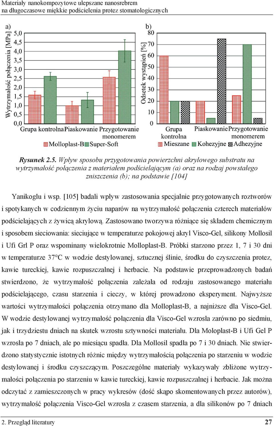 [105] badali wp yw zastosowania specjalnie przygotowanych roztworów i spotykanych w codziennym yciu naparów na wytrzyma o po czenia czterech materia ów pod cielaj cych z ywic akrylow.