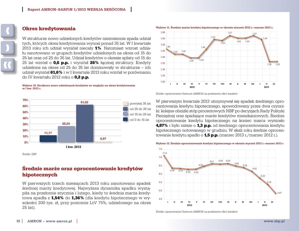 Kredyty udzielone na okres od 25 do 35 lat dominowały w strukturze ich udział wyniósł 61,6% i w kwartale 2013 roku wzrósł w porównaniu do V kwartału roku o 0,2 p.p. Wykres 11.