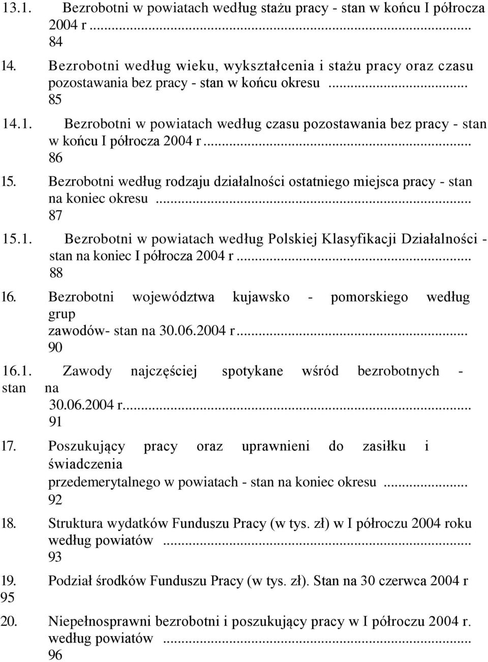 .. 88. Bezrobotni województwa kujawsko - pomorskiego według grup zawodów- stan na 3..24 r... 9.