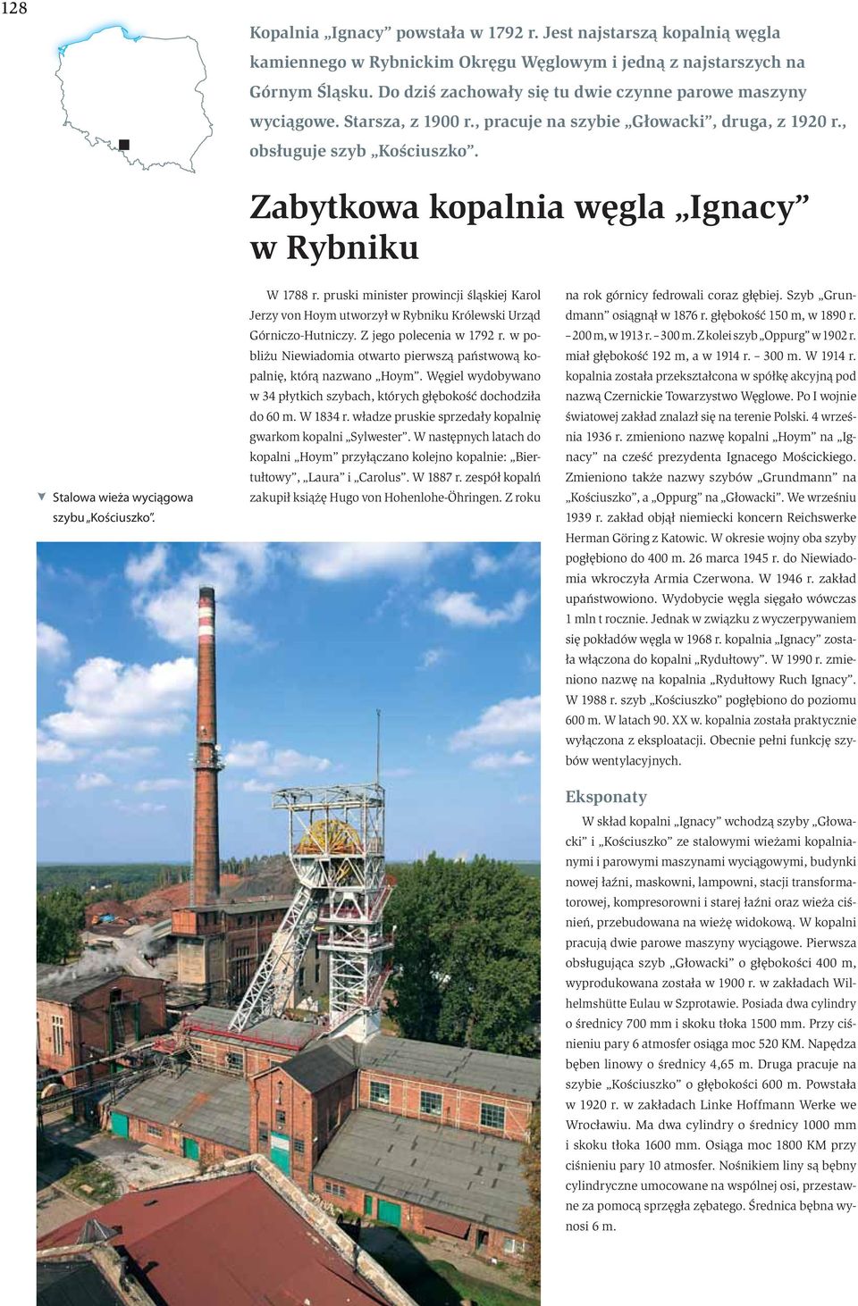 Zabytkowa kopalnia węgla Ignacy w Rybniku Stalowa wieża wyciągowa szybu Kościuszko. W 1788 r.