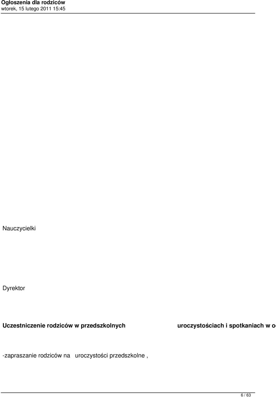 uroczystościach i spotkaniach w od