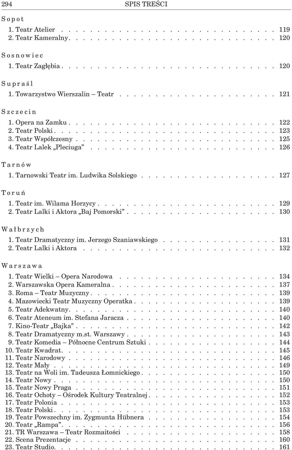 Teatr Lalek Pleciuga.......................... 126 Tarnów 1. Tarnowski Teatr im. Ludwika Solskiego................... 127 Toruń 1. Teatr im. Wilama Horzycy......................... 129 2.