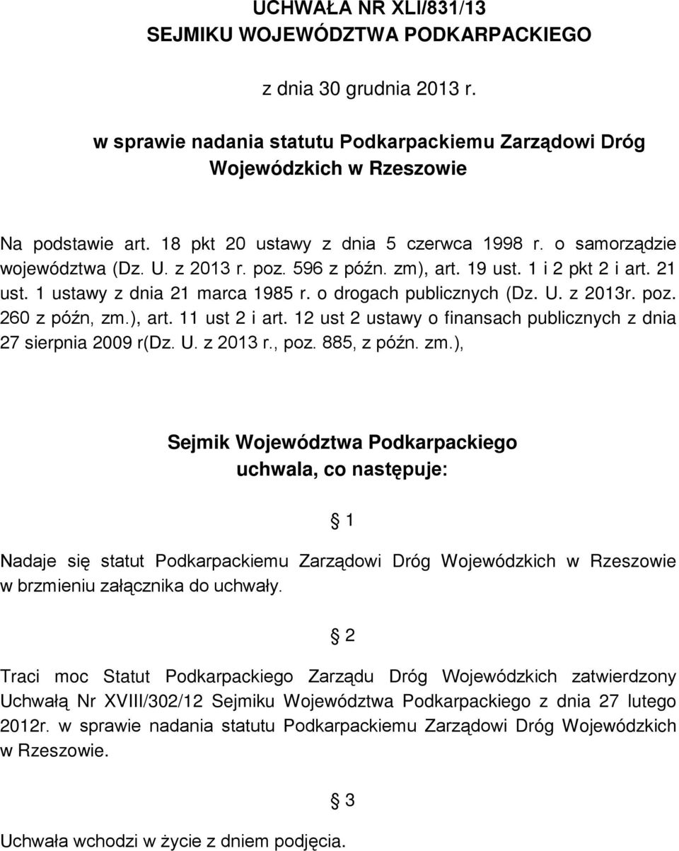 o drogach publicznych (Dz. U. z 2013r. poz. 260 z późn, zm.