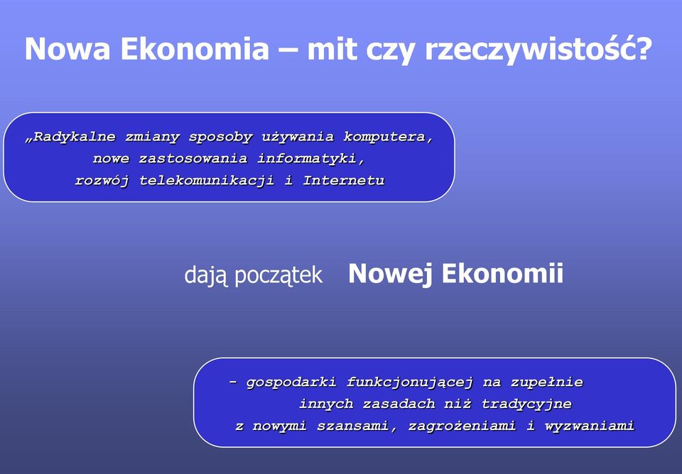 informatyki, rozwój telekomunikacji i Internetu dają początek Nowej