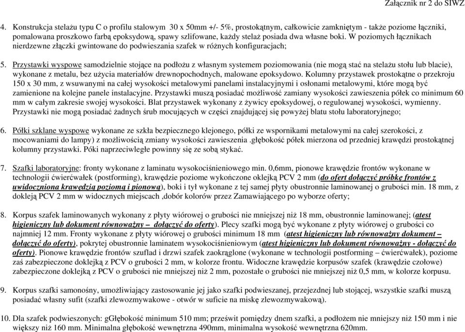 posiada dwa własne boki. W poziomych łącznikach nierdzewne złączki gwintowane do podwieszania szafek w różnych konfiguracjach; 5.