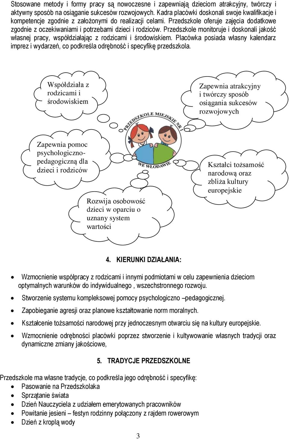 Przedszkole monitoruje i doskonali jakość własnej pracy, współdziałając z rodzicami i środowiskiem.