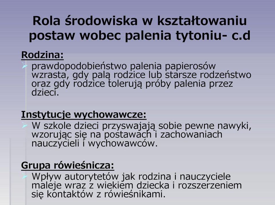 próby palenia przez dzieci.