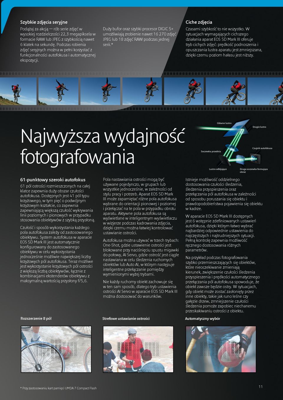 Duży bufor oraz szybki procesor DIGIC 5+ umożliwiają zrobienie nawet 16 270 zdjęć JPEG lub 18 zdjęć RAW podczas jednej serii.* Ciche zdjęcia Czasami szybkość to nie wszystko.